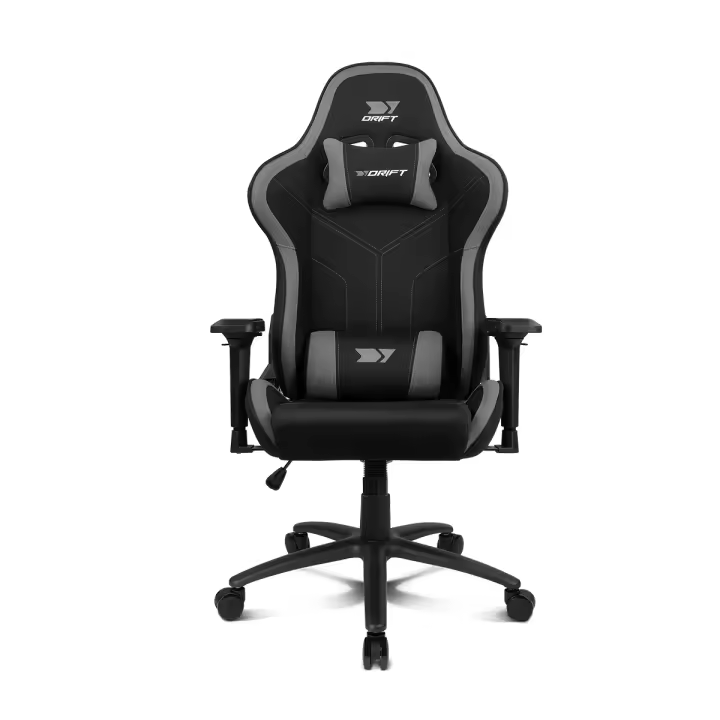 DRIFT GAMING Silla DR110 - Silla Profesional, tejido fabric alta transpriación, reposabrazos 4D, ruedas silenciosas, piston clase 4, inclinación, cojines cervical/lumbar, color gris - 1