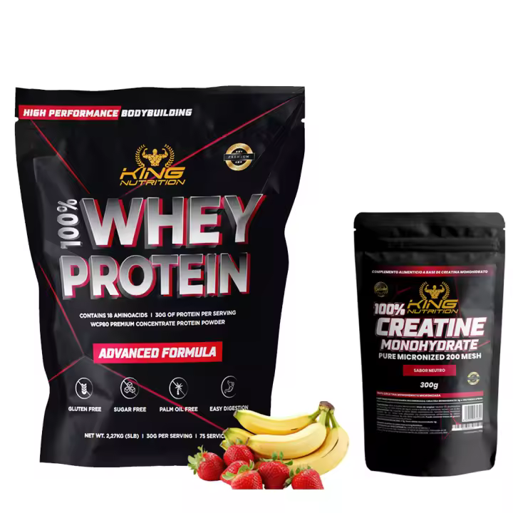 100% Whey Protein 2.27kg King Nutrition Proteina Concetrada + Creatina monohidratada 300gr mejora tu rendimiento y aumenta la masa muscular. - 1