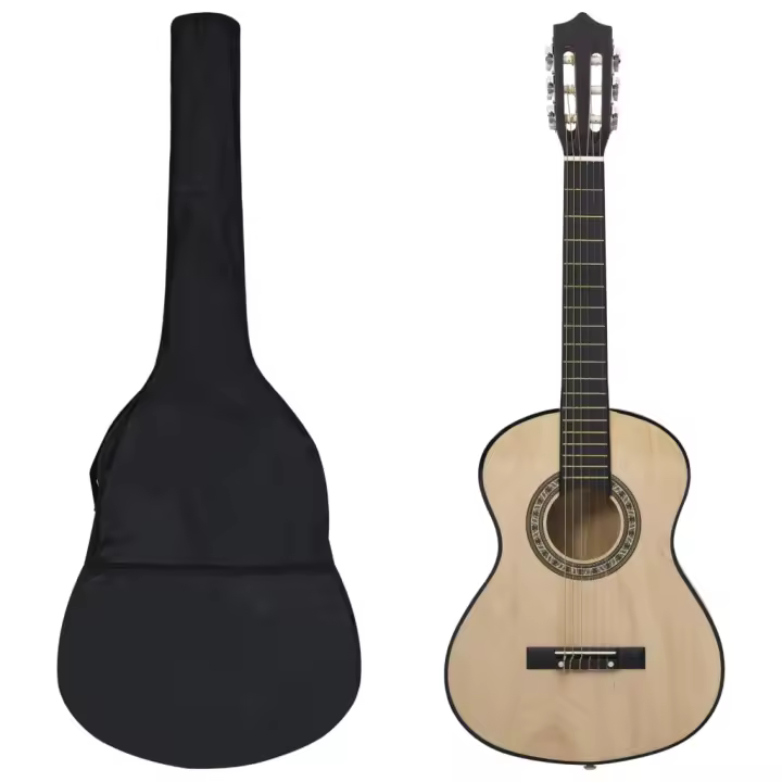 vidaXL Set de Guitarra Clásica para Niños Principiantes 8 Plazas 1/2 34" Color Marrón claro,  Marrón oscuro,  Azul y mas - 1