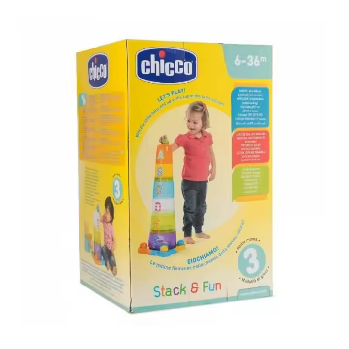 Chicco Súper Torre Apilable de 6 Cubos con 4 Bolas de Colores - 1