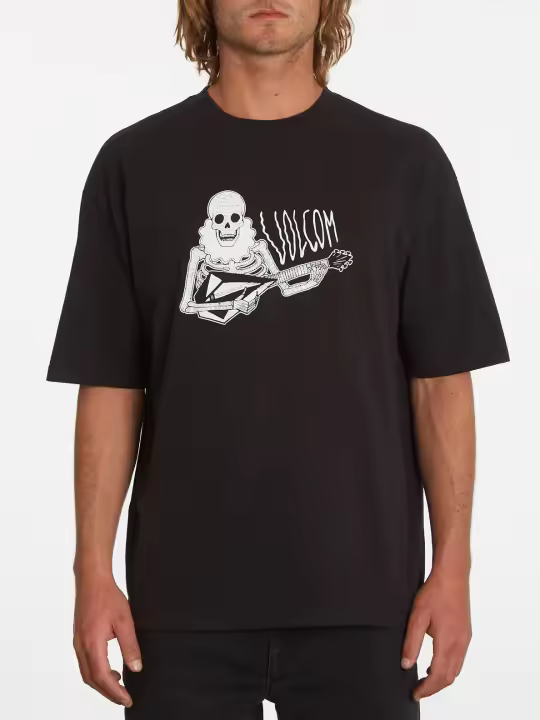 Camiseta Volcom Shredead Negra Hombre Manga Corta Estampado Serigrafiado Corte Holgado - 1