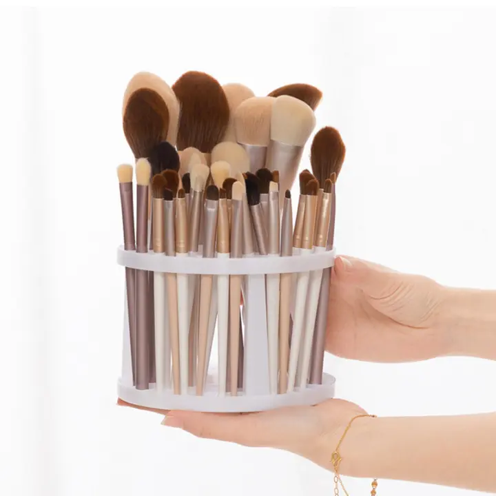 Organizador De Maquillaje Multifuncional Para Lápices De Cejas Y Pinceles De Maquillaje Almacenamiento Grande Para Utensilios De Rostro Material Plástico - 1
