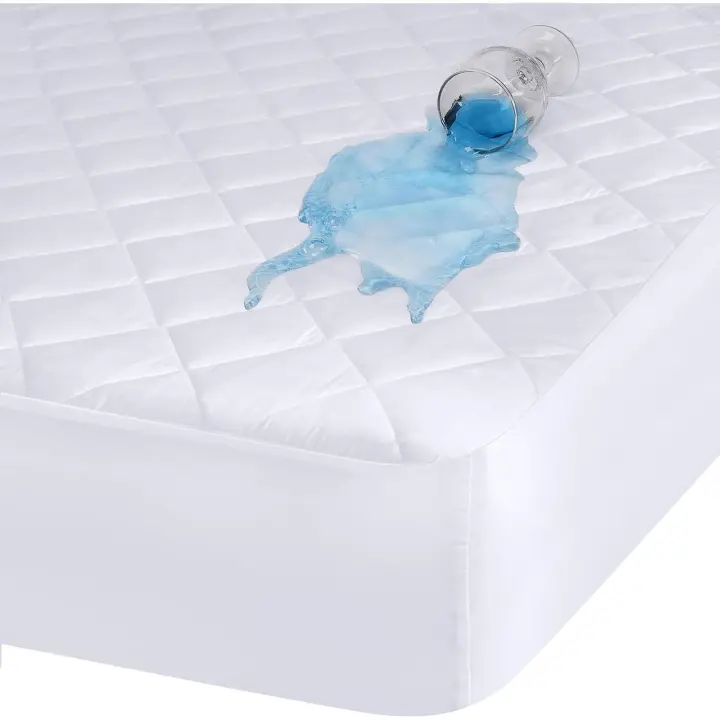 KingnetStore - Protector Colchón Acolchado Impermeable / Reversible Ajustable, Microfibra, Transpirable, Funda para Colchon estira hasta 33 CM de Profundidad. Blanco Cama 90 105 135 150 CM Cuna 60x120 CM. Para Niños Adultos Ancianos Fácil Lavado. - 1