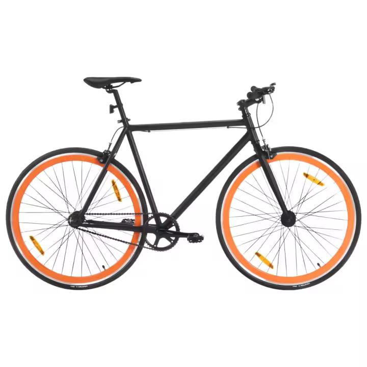 vidaXL Bicicleta de piñón fijo negro y naranja 700c 55 cm - 1