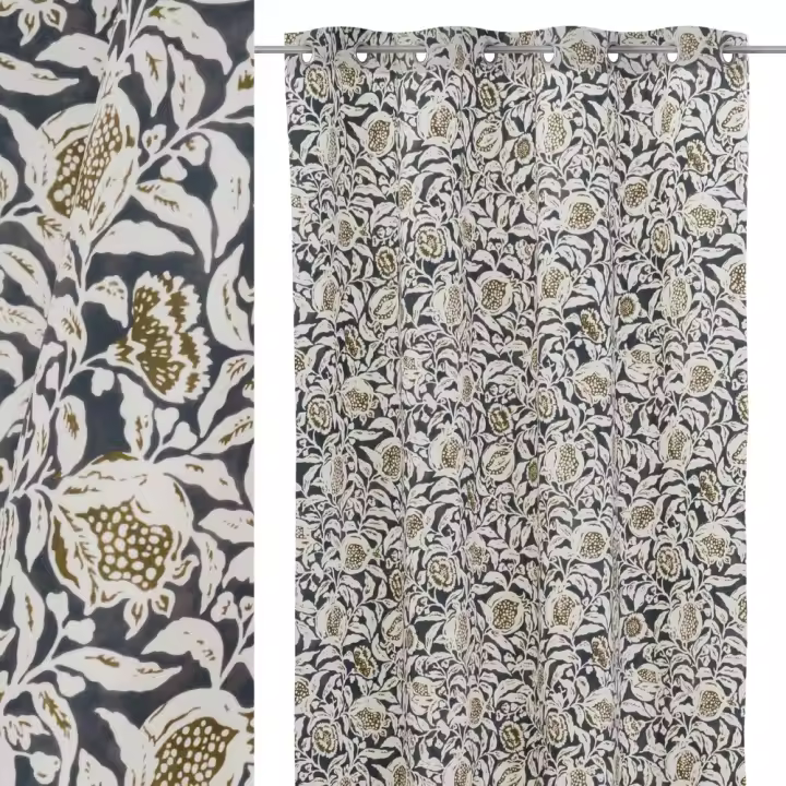 Plushome Cortina Terciopelo Impreso 140 X 260 Cm,100% Poliéster. Gramaje: 210 Gr/M2. 8 Anillas Cromadas. Luz Anillas 4 Cm. - 1