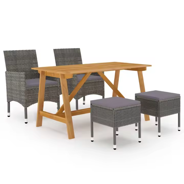 vidaXL Juego de comedor de jardín de 5 piezas gris - 1