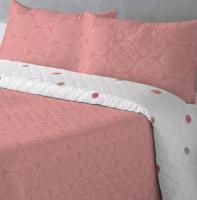 Colcha Doble Cara Primavera Verano Rosa - Lunares y Sólido | Tallas Cama 90, 105(1 Funda) y Cama 135 150(2 Fundas) |  Termosellado Industrial | Incluye Fundas de Almohada  | Termosellada No hace bolitas y Fácil Planchado - details 2