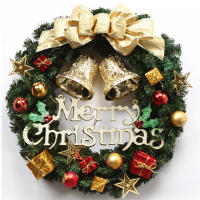 Adorno De Navidad 30CM Wreath Para Puerta Decoración Verde Con Flores Y Estrellas Adecuado Para Puerta De Entrada - details 3