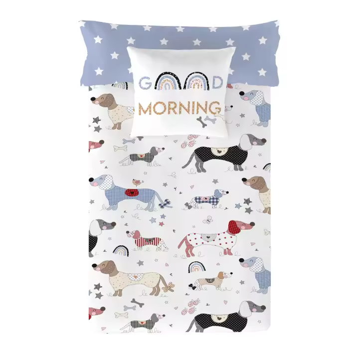 FUNDA NÓRDICA REVERSIBLE INFANTIL 100% ALGODÓN est DOGGY PATCH COOL KIDS FABRICADO EN ESPAÑA - 1