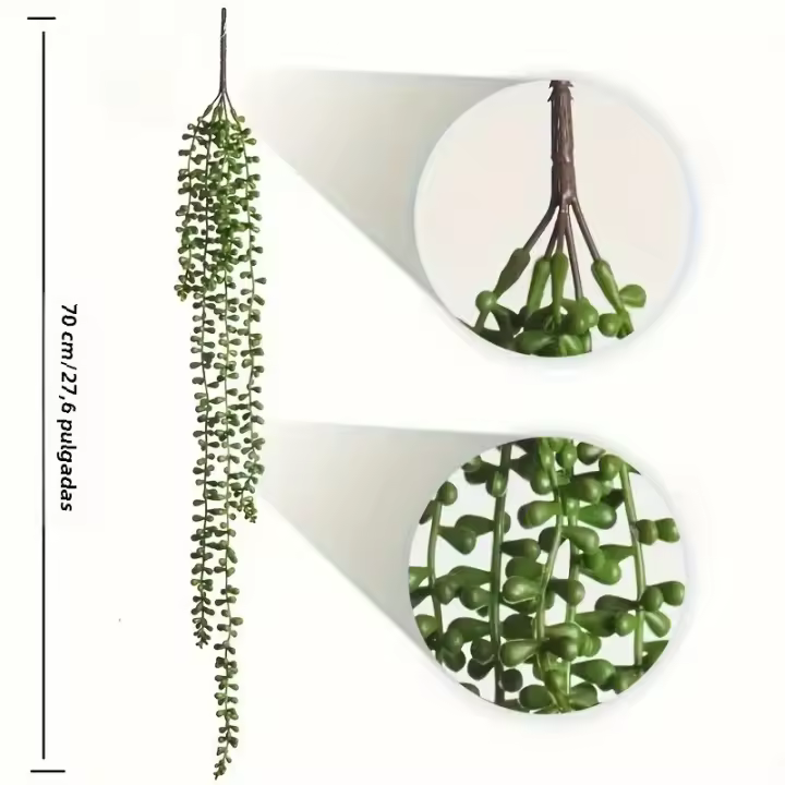 Plantas Colgantes De Suculentas Artificiales 2/3/4/5/6PCS Falso Hilo De Perlas Verdes Decoración Para Interiores Y Exteriores En Jardín - 1
