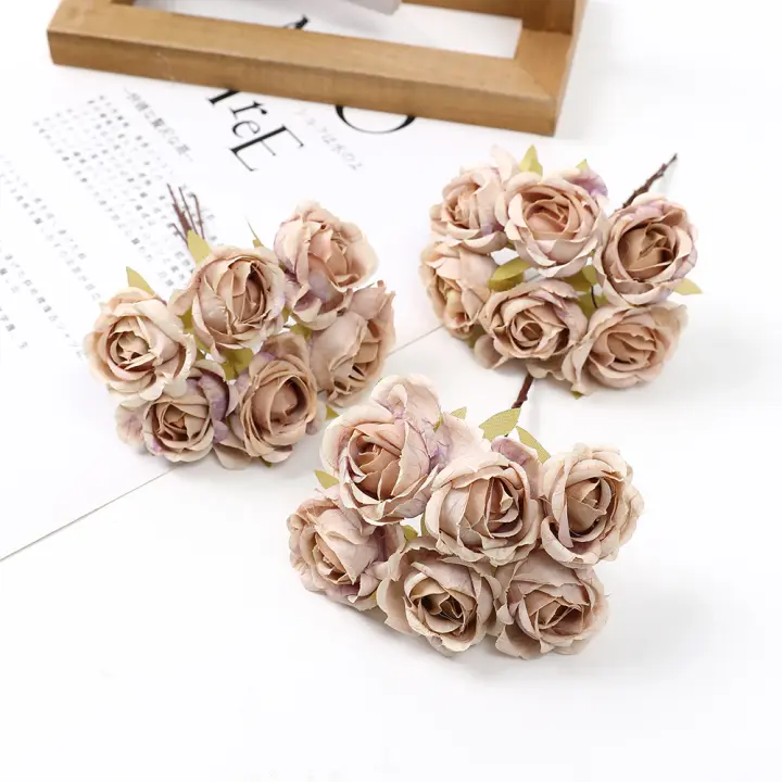 6Pcs Arreglo De Flores Artificiales Peonía Para Decoración De Hogar Y Bodas Decoración De Habitaciones Falsas Flores Para Wreaths De Manualidades Y Regalos - 1