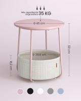 Mesa Auxiliar Redonda con Cesta de Tela - Espaciosa Mesa Lateral para Salón, Dormitorio o Mesita de Noche, Estilo Moderno, Disponible en Varios Colores - details 56