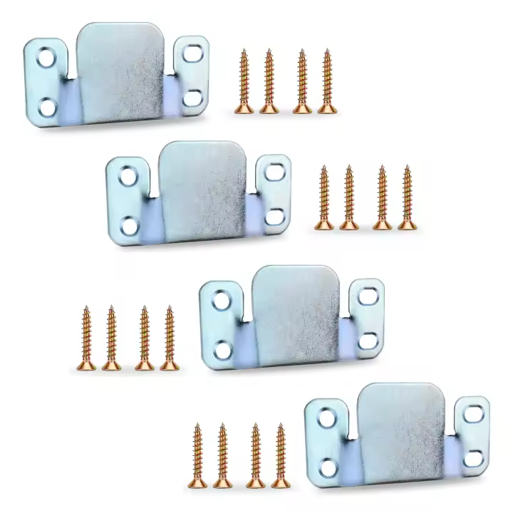 Juego de 4 Soportes Conectores de Muebles de Sofá, Sillones y Chaise Lounge + 16 tornillos - Diseño entrelazado de montaje empotrado - Cuens - 1