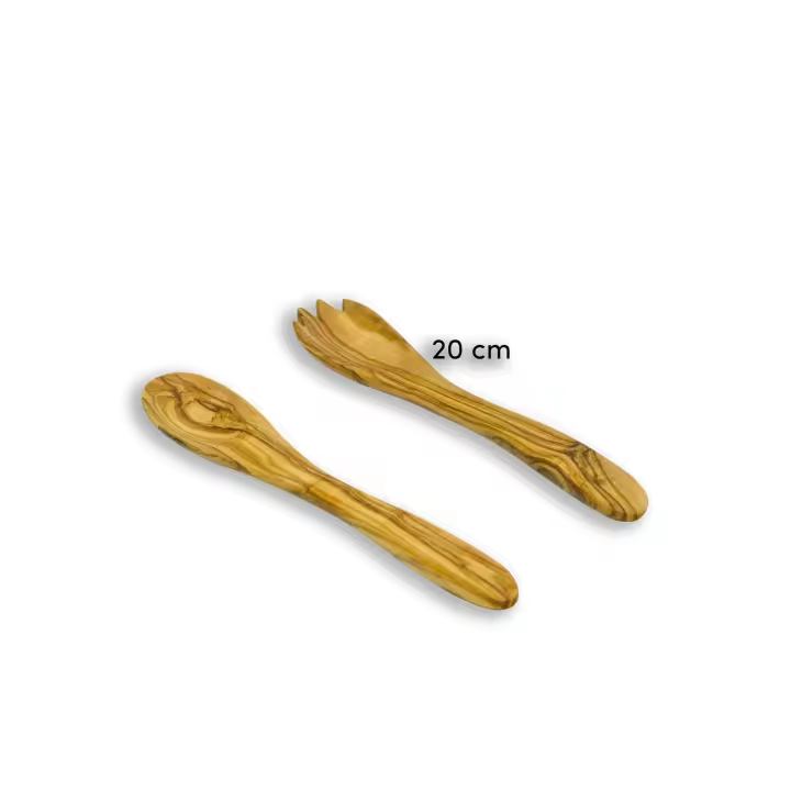 Cubiertos para ensalada de madera de olivo - 1