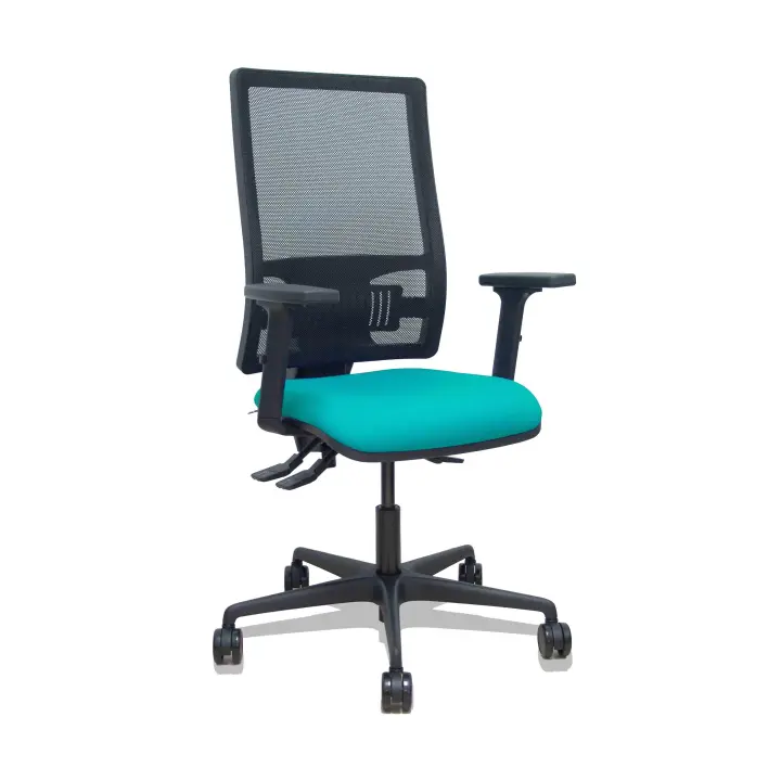 Silla Bormate asincro malla negra asiento bali turquesa brazos 2D ruedas 65mm - 1