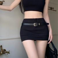 Mini Falda Negra A-line Ajustada Para Mujer Cintura Alta Estilo Casual Ligera Estiramiento Material Algodón Todas Las Estaciones - details 9