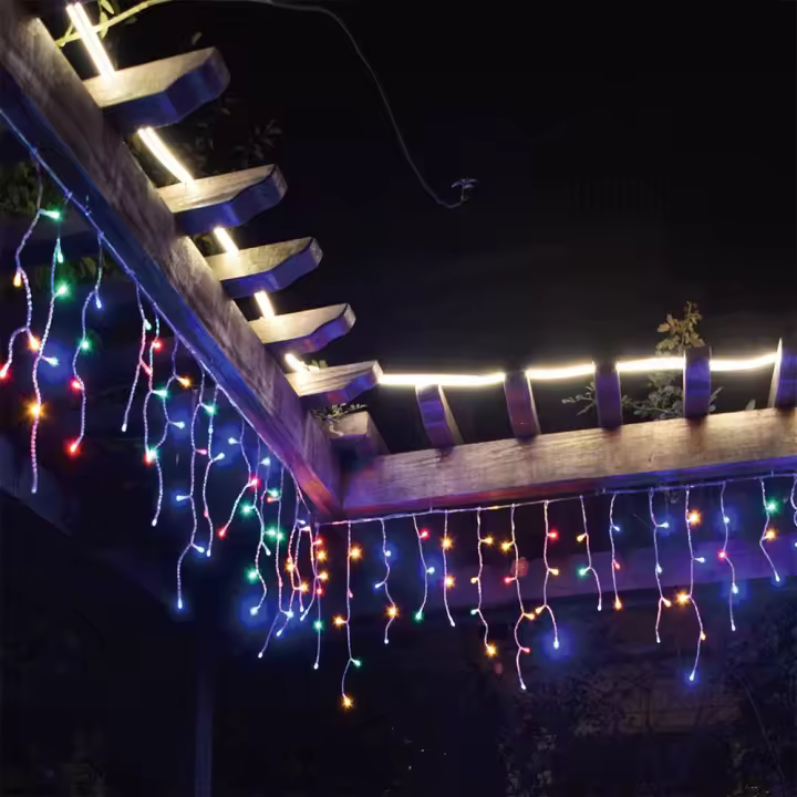 PLUSHOME Luz de Cortina Flash 138Leds Disponible en 4 Colores,Interior y Exterior,8 Funciones Ajustables - 1