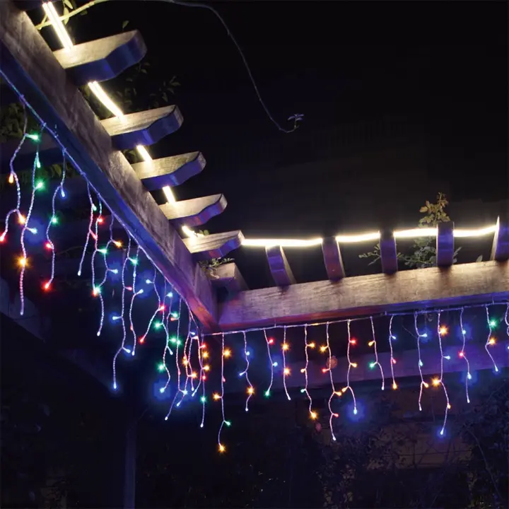 PLUSHOME Luz de Cortina Flash 138Leds Disponible en 4 Colores,Interior y Exterior,8 Funciones Ajustables - 1