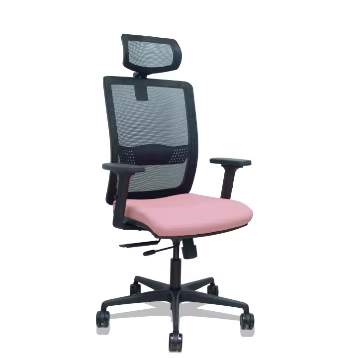 Silla Haches traslack malla negra asiento bali rosa brazos 2D ruedas 65mm cabecero regulable - 1