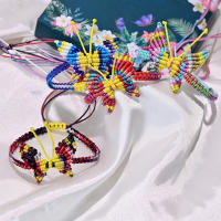 Pulsera Tejida a Mano Con Mariposa Para Niñas Juego De Colores Gradiente Joyería Moda Encantadora Con Diseño Geométrico - details 5