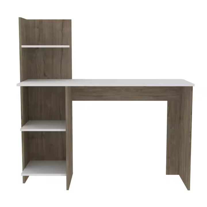 TUHOME Mesa de Escritorio Vilna 120, con estantería, Duna / Blanco Madera manufacturada  Oficina-Mesas - 1