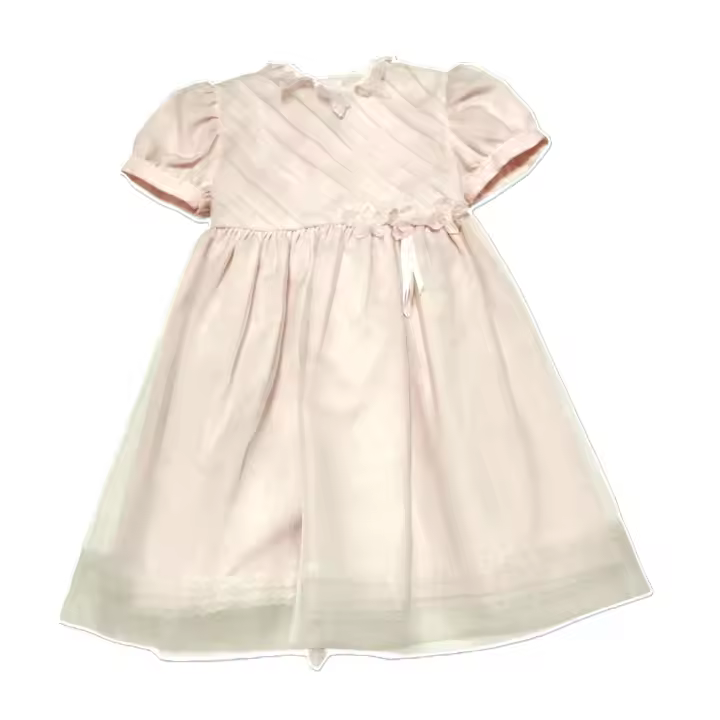 Vestido de Niña de Gasa Rosa Palo - Ceremonia, Arras, Bautizo y Fiesta - REF. 12336 - 1