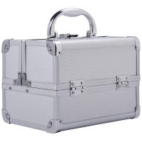 HOMCOM Maletín Maquillaje Profesional Estuche de Cosmético Portátil con Bandejas de 3 Niveles y Espejo 2 Llaves para Joyero Manicura Viaje 20x15x15 cm - details 0