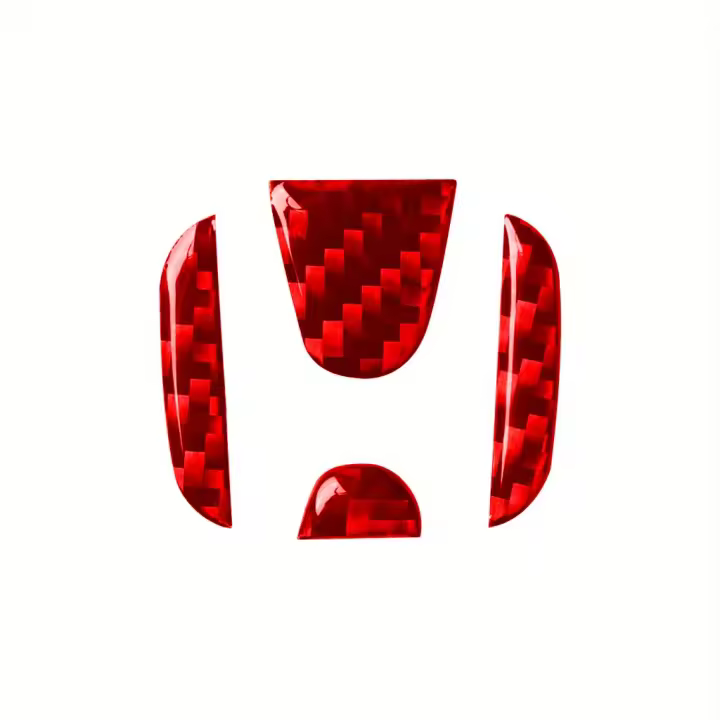 4pcs Logo Inserto De Fibra De Carbono Para Volante De Coche Compatible Con Honda Civic CRV Y Accord Accesorios De Interior Automotriz - 1