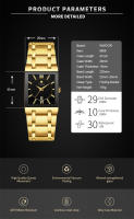 Reloj De Pulsera Masculino WWOOR 2024 Moda Lujo Quadrado Impermeable Diseño De Ginebra Cuarzo Reloj Masculino Con Numeros Romanos Y Cierre De Seguridad - details 4