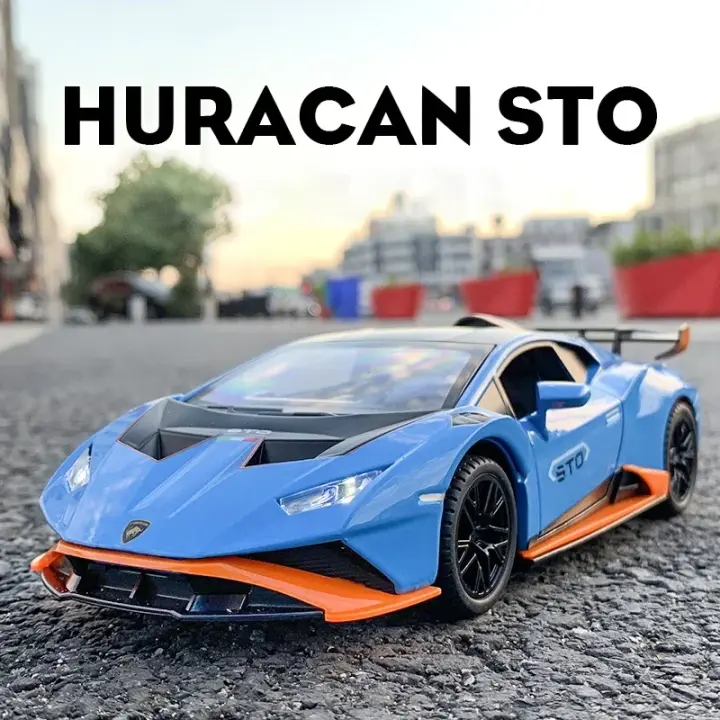 Lamborghinis Huracan STO 1:24 Coche Deportivo De Aleación Modelo Con Sonido Y Luz Mini Coche Juguetes Para Niños Regalo Con Caudal De Aleta - 1