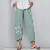 Pantalones bombachos Holgados de Lino y Algodón para Mujer, pantalón informal, Talla Grande, Verano, Fashion Irregular, informal, High Belt, elástico Belt, rectos, suelta, pantalones Cargo de Verano para Mujer - details 17