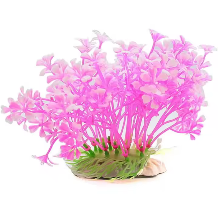 Decoración de acuarios, Plantas Falsas, Plantas Rosas, Plantas Falsas para acuarios, césped artificial, decoración Rosa - 1