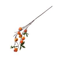 Rama De Pimienta Con Hojas Y 9 Cabezas De Pomegranato Falsas Rojas Y Naranja Para Decoración De Jardín Y Hogar Material De Seda - details 33