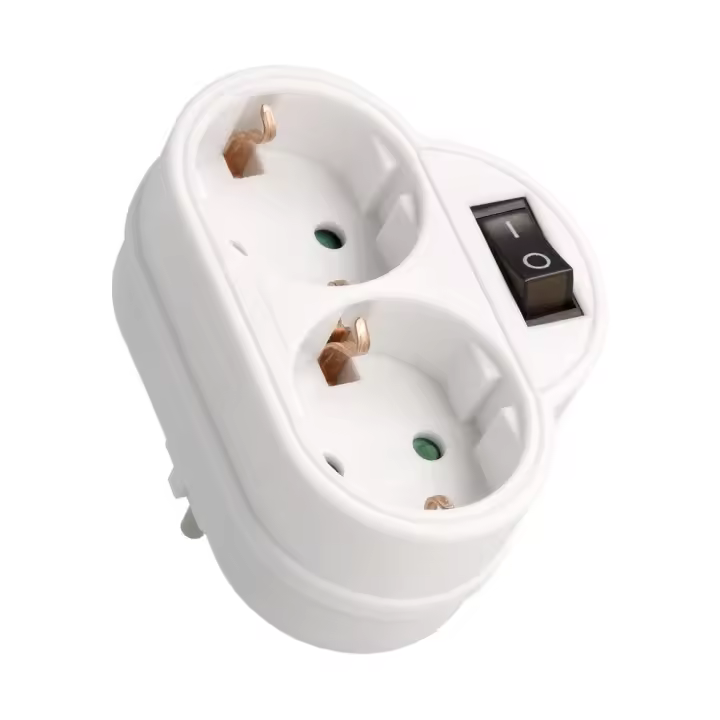 Distribuidor de red Schuko con interruptor 1E:2S - 1