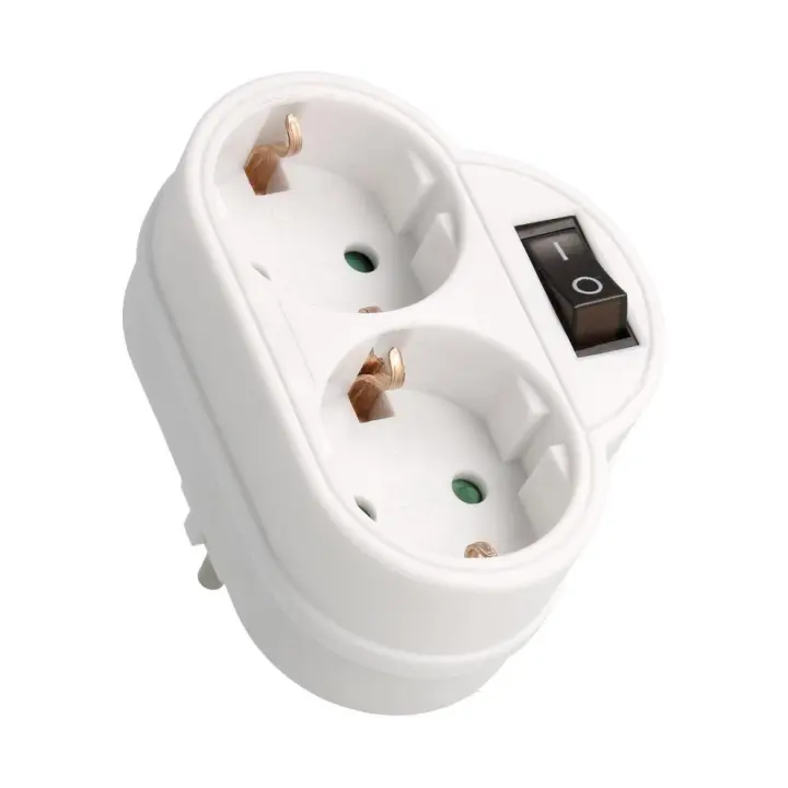 Distribuidor de red Schuko con interruptor 1E:2S - 1
