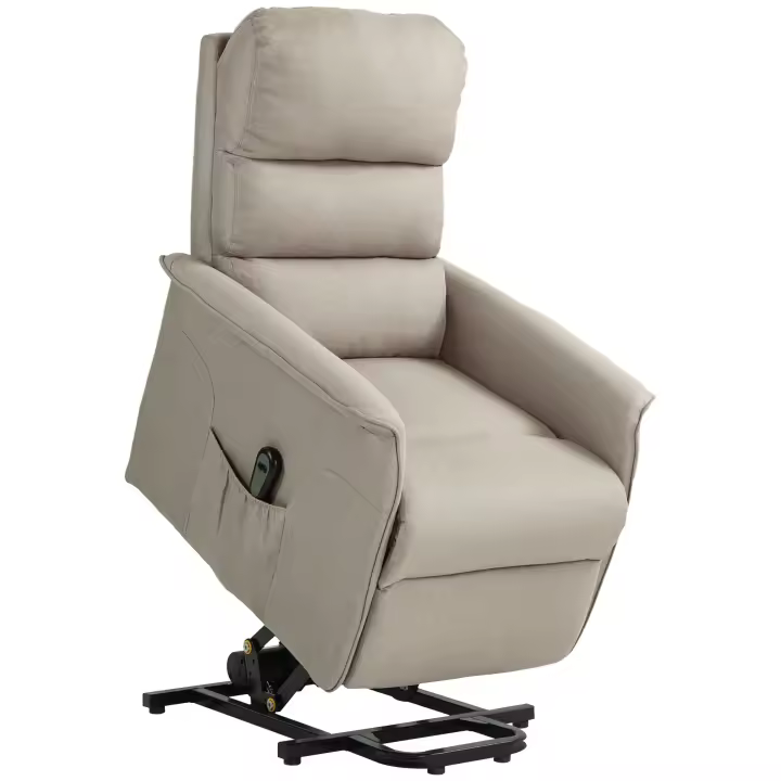 HOMCOM Sillón Relax Reclinable Eléctrico Sillón Levanta Personas con Mando a Distancia y Bolsillo Lateral Sillón Elevador para Salón Dormitorio - 1