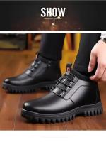 Botas De Hombre Invierno Cuero Con Forro De Peluche Cómodas Antideslizantes Casuales Para Exteriores Y Vacaciones - details 6