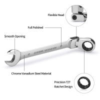 Llave De Eje Flexible Ratchete 1 Pieza Herramienta Métrica Para Auto Y Reparación Del Hogar Con Cabeza Plegable Y Doble Final - details 2