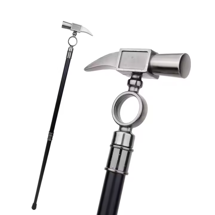Bastón De Caminar Moda Big Hammer Decorativo Vampire Cospaly Vintage Para Fiesta De Halloween Mango De T-Handle Acero 93cm - 1