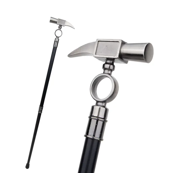 Bastón De Caminar Moda Big Hammer Decorativo Vampire Cospaly Vintage Para Fiesta De Halloween Mango De T-Handle Acero 93cm - 1