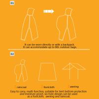 Chaleco De Lluvia Multifuncional 3-en-1 Impermeable Para Viajes Cobertor De Acampar Cubierta De Mochila Para Hombres Y Mujeres - details 4