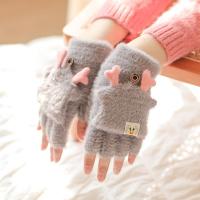 Guantes De Navidad Con Reino Para Mujeres Y Niñas Estilo Plegable Mitad Dedo Llenos De Terciopelo Y Poliéster Unisex - details 7