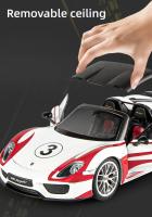 Modelo a Escala 1:18 Porsche 918 Spyder Martini Racing Aleación Vehículo Diecast Metal Simulación De Sonido Y Luz Juguete Para Niños Regalo - details 3