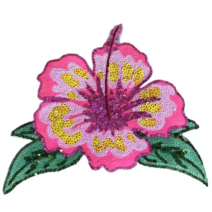 1 Pieza De 26CM Pétalos De Flor Con Lentejuelas Rosa Brillante Para Vestido De Noche Traje De Baño DIY Aplicación En Ropa - 1