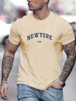 Camiseta De Verano Para Hombre Algodón 100% Estilo Casual Ajustada Y Deportiva Con Estampado De Nueva York USA Manga Corta Cuello Redondo Tallas Grandes - details 3