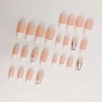 24 Piezas De Arte De Uñas En Forma De Almendra Con Diseño De Uñas Postizas De Presión Que Colocan Un Conejito Suave Y Lindo En Tus Dedos - details 1