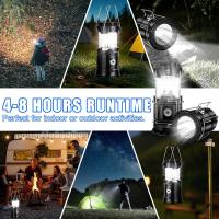 Indoor Camping Solar, Ajustable Lámpara de Camping LED, Impermeable Luz para Acampar de Campaña con Gancho, Luz de Camping para Pesca, Excursión, Jardín, Patio etc. (Negro) - details 2