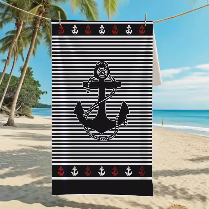 Toalla de playa de microfibra de secado rápido con estampado deportivo de verano, toalla de baño absorbente agrandada para nadar en la playa - 1
