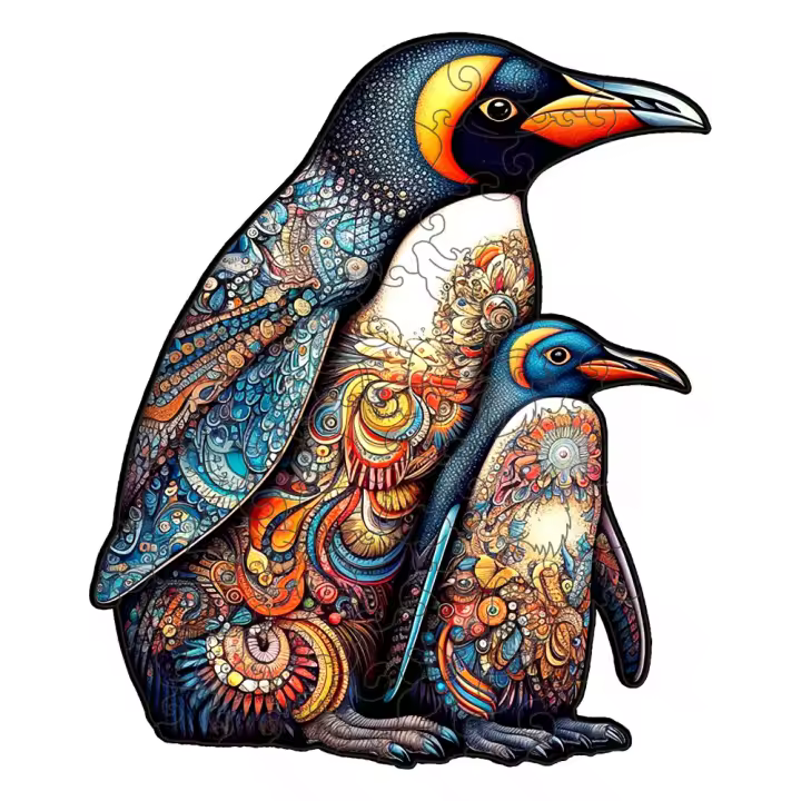 Rompecabezas De Madera En Forma Irregular Con Diseño De Pingüino Juego De Ajedrez DIY Para Niños Y Adultos Rompecabezas Personalizado - 1