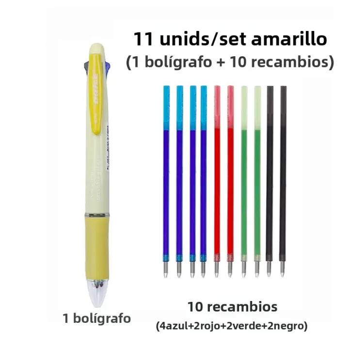 Juego De 4 En 1 De Bolígrafos De Punto Con Borrador Multicolor Negro Rojo Verde Azul Tinta Lavable Suministros De Refacciones - 1